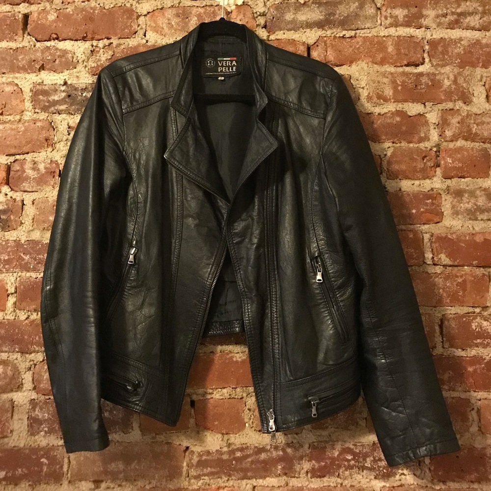 Authentic Black Italian Leather Moto Jacket